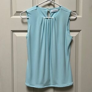 Blue Sleeveless Blouse